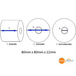 Thermische kassarollen voor Toshiba printers 80x80x12 - 55 Grams - 20 Rollen per doos